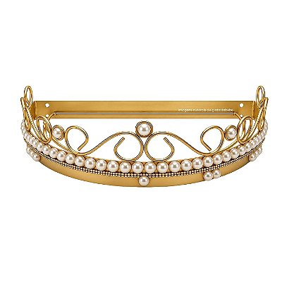 Dossel Decorativo Metal Dourado Com Perolas E Strass - Peça De Mostruário - prontaentrega