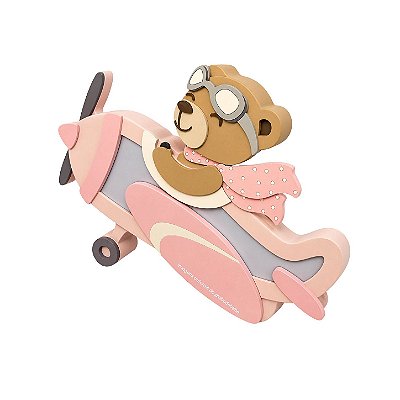 Luminária Infantil Ursa Aviadora Rosa - Peça De Mostruário - prontaentrega