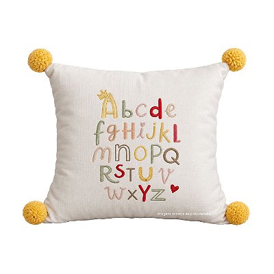 Almofada Bordada à Máquina Alfabeto - Margaridas - 97-25