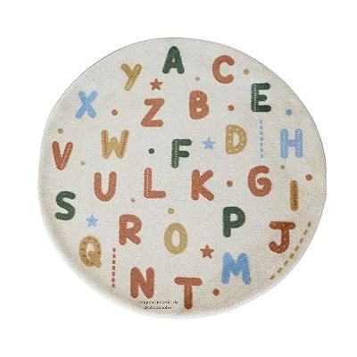 Tapete Infantil Sopa de Letras - Redondo - Bege Claro