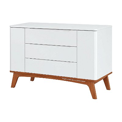Cômoda Infantil 3 Gavetas e 2 Portas Sambalelê - Branco Com Mel