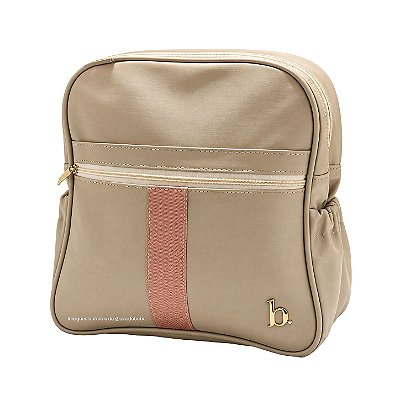 Mochila Infantil Bege Com Detalhe Rosê - Peça De Mostruário - prontaentrega