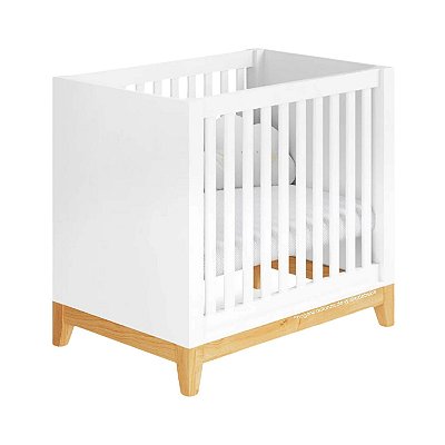 Berço Médio Retrô 2 Em 1 Amor Perfeito - Branco Com Nogueira