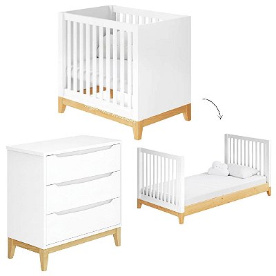 Conjunto Amor perfeito - Berço Médio 2 Em 1 + Cômo