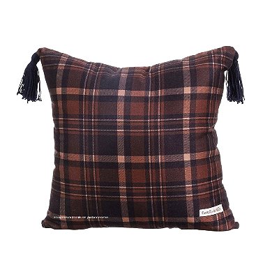 Almofada Estampada Xadrez Com Tasseis - Cavalos - 95-07