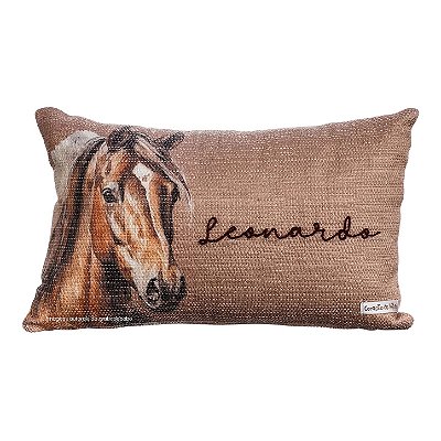 Almofada Bordada À Mão Nome Personalizável Com Cavalo Estampado - Cavalos - 98-22