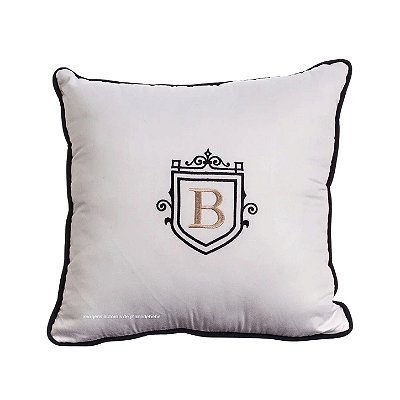 Almofada Bordada À Máquina Coom Brasão Inicial Personalizável - Cavalos - 98-24 - Personalizado