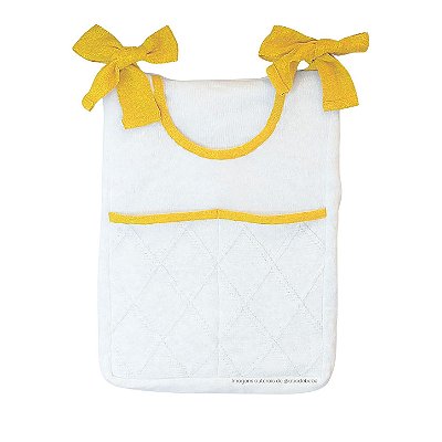 Porta-Treco em Tricô Branco - Trama Losango - Amarelo Plus