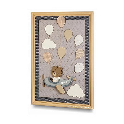 Quadro Avulso G Avião/Urso/Balões - Teddy - 115023