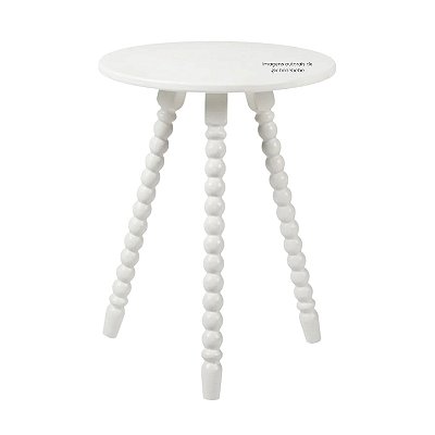 Mesa Lateral de Apoio Solene - Pés Em Madeira Maciça E Tampo Em MDF - Branco