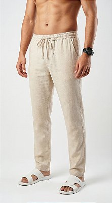 Calça Reta Linho Cru