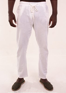 Calça Reta Linho Branca