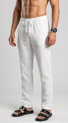 Calça Reta Linho Branca