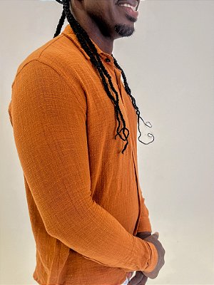 Camisa M/L de Algodão Rústico Telha