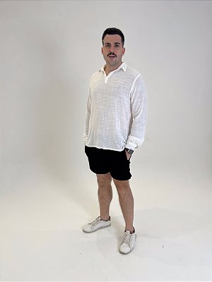 Bata M/L de Algodão Rústico Off White