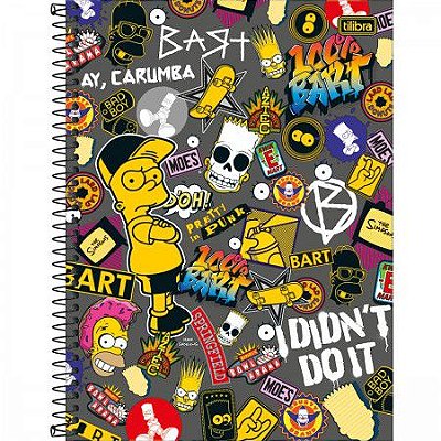 Caderno Espiral Capa Dura Universitário 1 Matéria Simpsons 80 Folhas