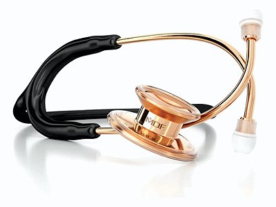Estetoscopio Mdf 777 Rose Gold Black Aço Inox Duplo