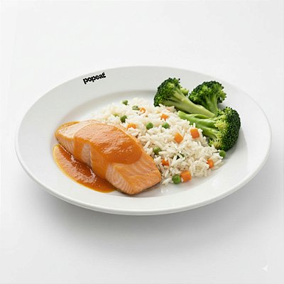 Salmão Grelhado com Molho de Laranja, Arroz à Grega e Brócolis | 230g | PGM : 1_un