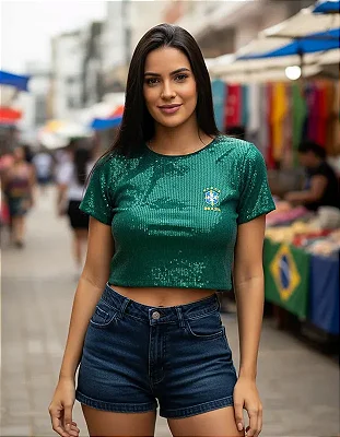 Cropped Paetê Copa Do Mundo