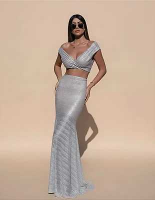 Conjunto Saia Longa e Cropped