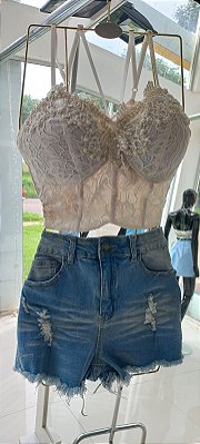Short Jeans Com Elastano Destroyed Groovy