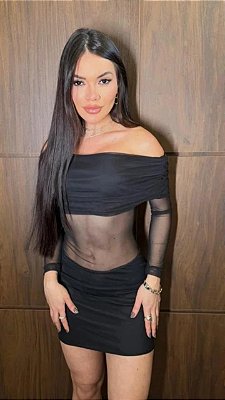 Vestido  Curto Ombro a Ombro Tule