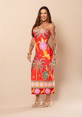 Vestido Estampado Tomara Que Caia