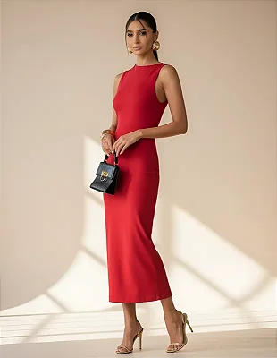 Vestido Com Recorte Nas Costas Vermelho