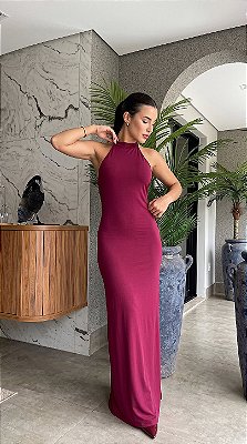 Vestido Longo Costa Nua Vinho