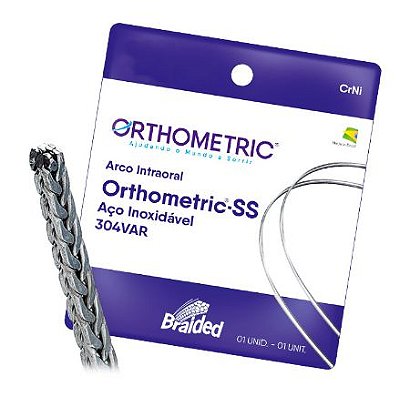 Arco Aço SS Braided 8 Filamentos Retangular Superior .017x.025 - Orthometric