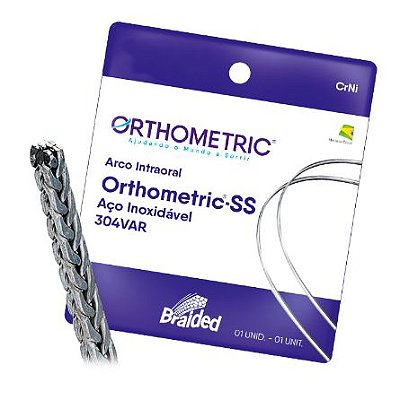 Arco Aço SS Braided 8 Filamentos Retangular Superior .018x.025  - Orthometric