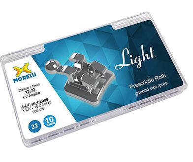 Kit de Bráquetes 10 Casos Roth Light .022 Can Sup 13 Ang Gancho Can/Pres - Morelli