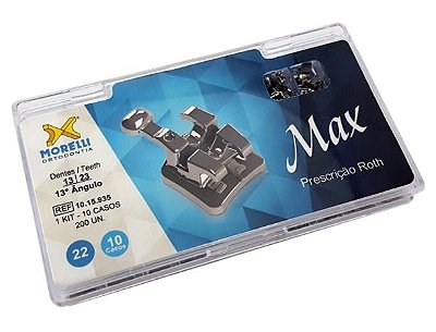 Kit de Bráquetes Roth Max 10 Casos .022" Can. 13 Ang. Gancho Can./Pres - Morelli