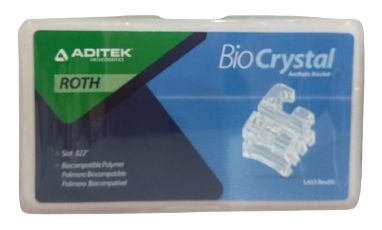 Bráquete Biocrystal 5x5 .022 Roth c/ Gancho 3,4,5 1 Caso - Aditek