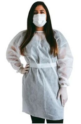 Avental Descartável Branco 40g Manga Longa (1,20X1,40) - NC