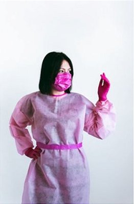 Avental Descartável Rosa Claro c/ Pink 40g Manga Longa (1,00X1,40) - NC