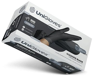 Luva de Procedimento Látex c/ Pó Black Clássico Premium Quality Tam. M - Unigloves
