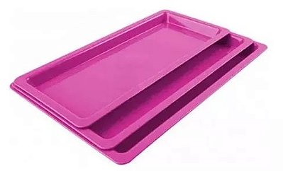 Bandeja Plástica Kit c/3 (P, M, G) Pink Flúor - Nova OGP