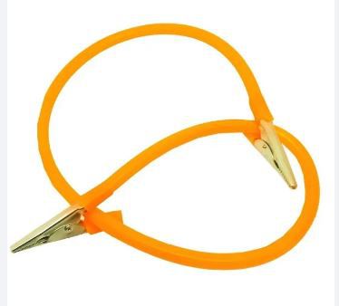 Prendedor de Babador Jacaré Silicone Laranja c/ Adereço Infantil – Lysanda
