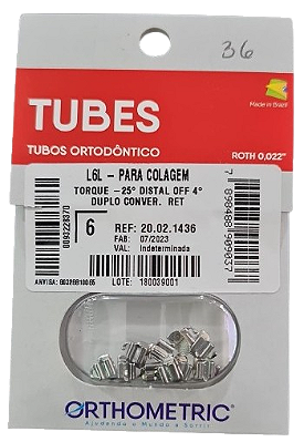 Tubo Duplo Roth Cola .022" Conversível Retangular 1º Molar Inferior Esquerdo (36) - Orthometric