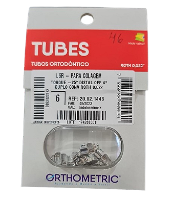 Tubo Duplo Roth Cola .022" Conversível Retangular 1º Molar Inferior Direito (46) - Orthometric