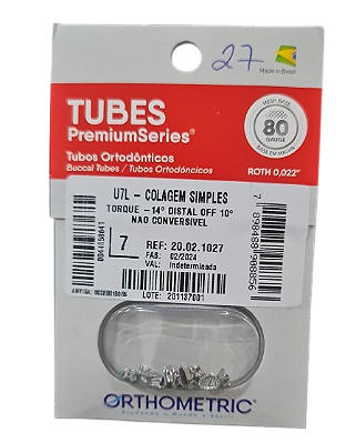 Tubo Simples Roth Cola .022" 2º Molar Superior Esquerdo (27) - Orthometric