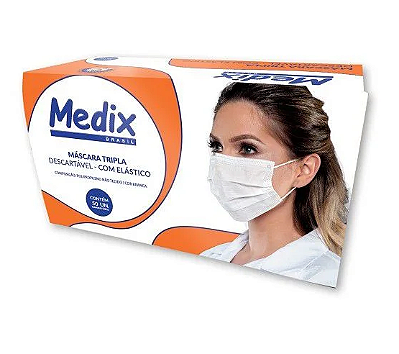 Máscara Tripla c/ Elástico Branca – Medix