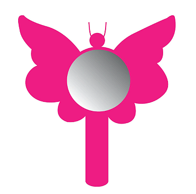 Espelho de Mão Divertido Borboleta Rosa - Lysanda
