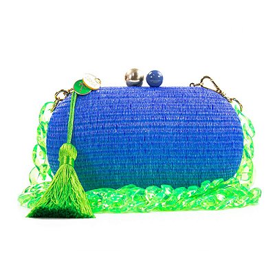 Bolsa De Mão Clutch Festa Casamento Formatura Azul e Verde