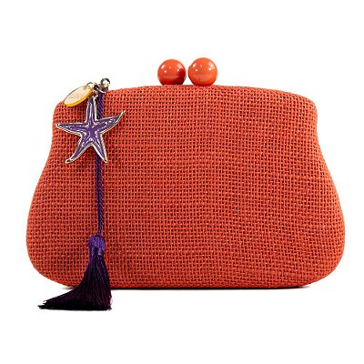 Bolsa Pequena Clutch Festa Casamento Formatura Laranja Roxo