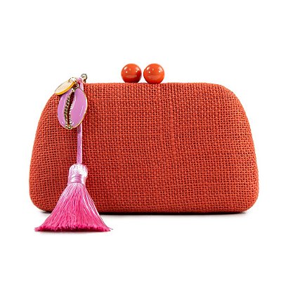 Bolsa Pequena Clutch Festa Casamento Formatura Laranja Rosa