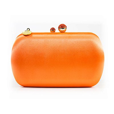 Bolsa de Cetim Mão Clutch Festa Casamento Formatura Laranja