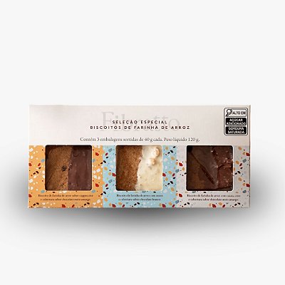Kit FARINHA DE ARROZ com Chocolate (Cappuccino, Nozes e Cacau e Coco) 3 x 40 g