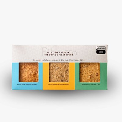 Kit CLÁSSICOS (Queijo, Gergelim e Cebola e Salsa) 3 x 40 g